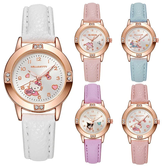 Sanrio Hello Kitty Watch Kawaii Kuromi Cinnamoroll Quartz Casual Fashion Melody WristWatch Women Kid Girl Children Gift - Qoraheyhub