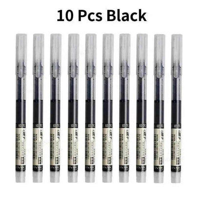 10pcs High Quality Needle Type Gel Pens Black Ink Straight Liquid Ballpoint Pen Kawaii Stationery School Office Supplies Writing