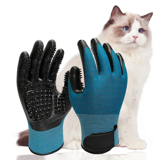 One Pair Hair Grooming Glove For Pet Dog Cat Bathing Silicone Massage Brush Dipping Gumming Rubber Gloves Dog Deshedding Comb - Qoraheyhub