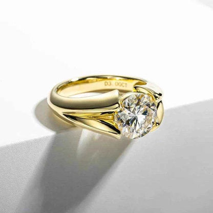 3 Carat Moissanite Ring 925 Sterling Silver Woman Yellow Color Wedding Bands Engagement Gift