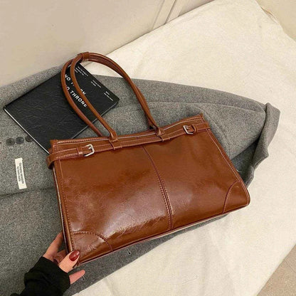 LEFTSIDE Large PU Leather Tote Bags Lady Shoulder Bag for Women 2024 Winter New Trend Fashion Y2K Retro Handbags and Purses