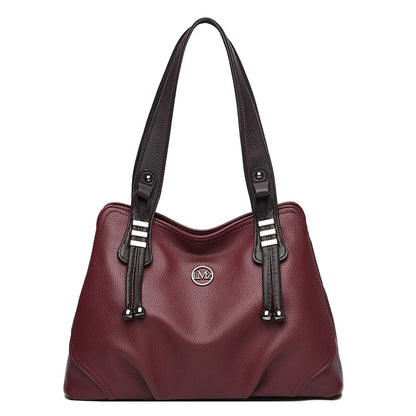 High Quality Soft Leather Handbags for Women Vintage Shoulder Tote Bag Luxury Designer Ladies Large Capacity Top-Handle Bags Sac
