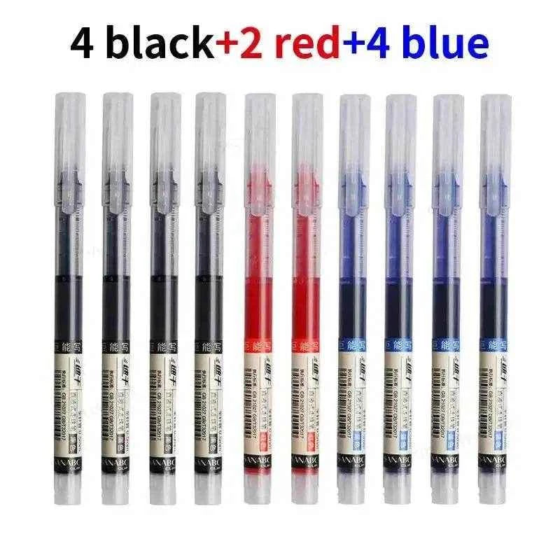 10pcs High Quality Needle Type Gel Pens Black Ink Straight Liquid Ballpoint Pen Kawaii Stationery School Office Supplies Writing