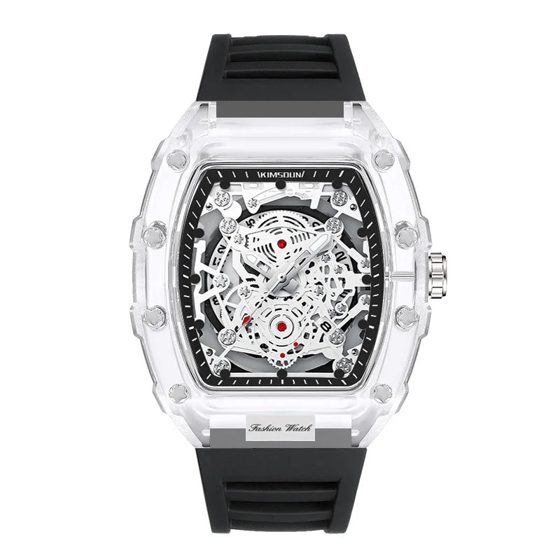 UTHAI BK134 Fashionable Men watch barrel shaped transparent waterproof quartz watch sports clock gift watches for man - Qoraheyhub