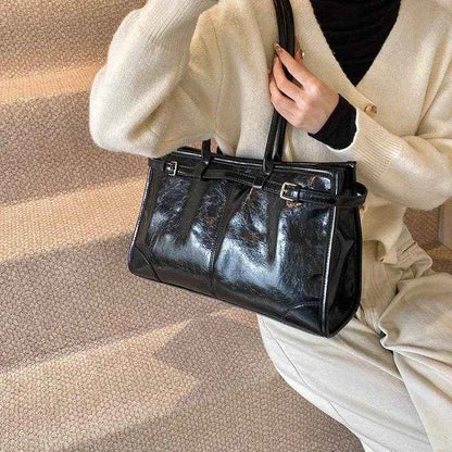 LEFTSIDE Large PU Leather Tote Bags Lady Shoulder Bag for Women 2024 Winter New Trend Fashion Y2K Retro Handbags and Purses