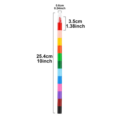 6pcs 12 Colors Building Block Crayons Children Graffiti Pens Drawing Painting Stationery Suit for School Students Gifts for Kids - Qoraheyhub
