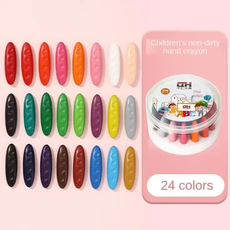 12/24/36 Colors Washable Not Dirty Hands Toddler Crayons Hole Crayons for Kids Non-Toxic Baby Crayons Coloring Art Supplies - Qoraheyhub