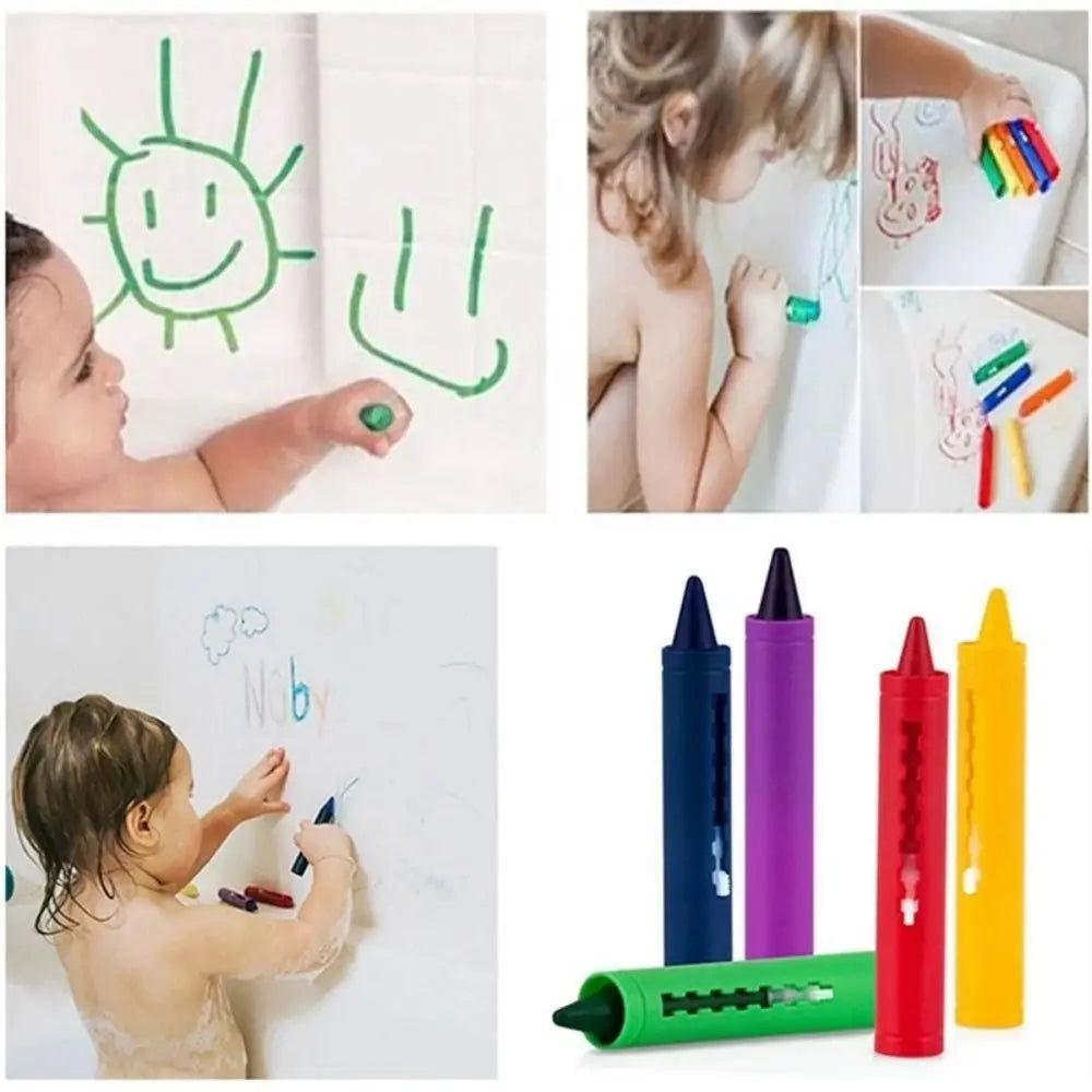 6Pcs Creative Erasable Bathroom Crayon Washable Multicolor Graffiti Toy Educational Toy Cognitive Floating Toy - Qoraheyhub