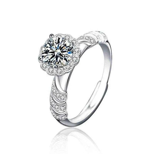 XJA008 Lefei Fashion Luxury Classic Diamondset Color D Moissanite Adjustable Mermaid Princess Ring Women Silver 925 Jewelry Gift