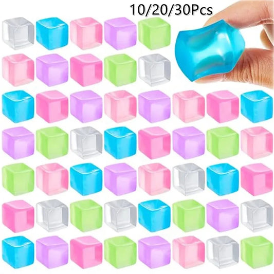 1/3/5/10 PCS Fidget Toy Mini Squishy Toys Ice Block Stress Ball Toy Kawaii Transparent Cube Square Stress Relief Squeeze Toy - Qoraheyhub