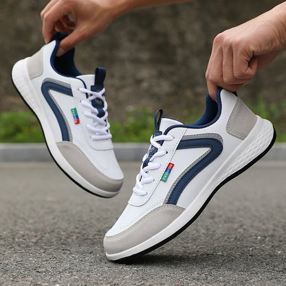 New Lightweight Men Casual pu Leather Sneakers Outdoor Men Walking Shoe 2025 Soft Bottom Non Slip Lace up Durable Shoes for Mens