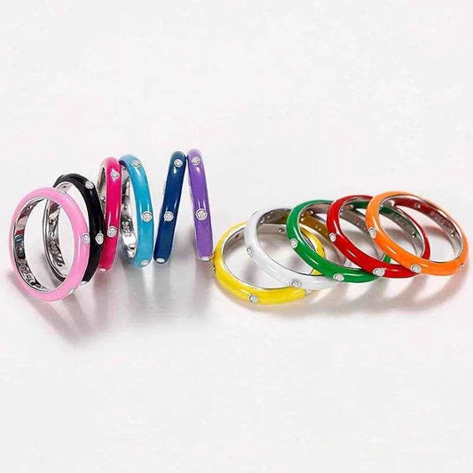 Jewelrieshub Simple Style Fancy Enamel Band Rings