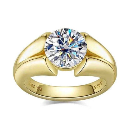 3 Carat Moissanite Ring 925 Sterling Silver Woman Yellow Color Wedding Bands Engagement Gift