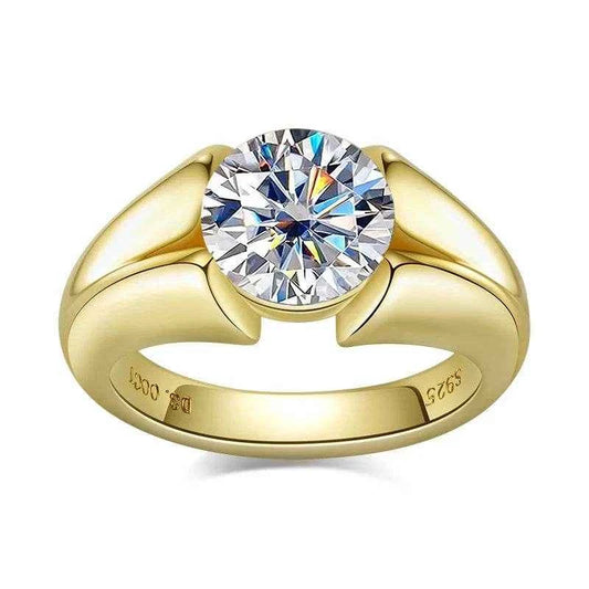 3 Carat Moissanite Ring 925 Sterling Silver Woman Yellow Color Wedding Bands Engagement Gift
