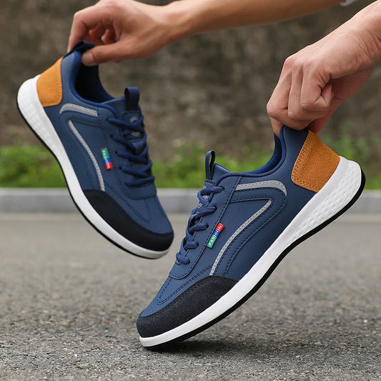 New Lightweight Men Casual pu Leather Sneakers Outdoor Men Walking Shoe 2025 Soft Bottom Non Slip Lace up Durable Shoes for Mens
