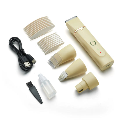 Professional 4-in-1 Electric Pet Grooming Tool Set Dog Hair Clippers USB Rechargeable Pets Haircut Trimmer Shaver Cats Supplies - Qoraheyhub