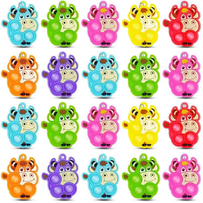 20Pcs Mini Colorful Animal Camel Frog Sheep Pop Fidget Toys Push Bubble Sensory Stress Relief Toy Party Favors