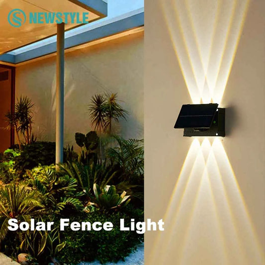 Outdoor Solar Wall Light 4/6LED IP65 Waterproof Fench Lamp Deck Decorative Spotlight Warm Light for Backyard Yard Garage Garden