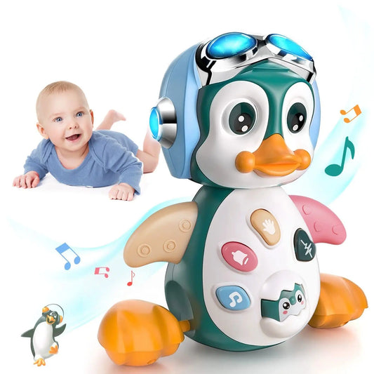 Penguin Musical Baby Crawling Toys Infant Moving Walking Dancing Toys with Light Toddler Interactive Development Tummy Time Gift - Qoraheyhub