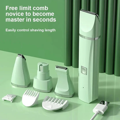 Professional 4-in-1 Electric Pet Grooming Tool Set Dog Hair Clippers USB Rechargeable Pets Haircut Trimmer Shaver Cats Supplies - Qoraheyhub