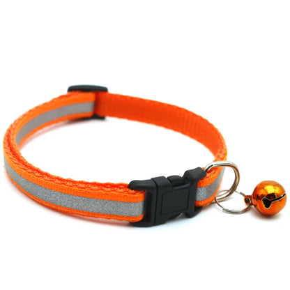 Cost-Effective Adjustable Snap-On Cat Collar With Bells Reflective Sturdy Nylon Collar For Kittens Cat Pet Supplies Cat Necklace