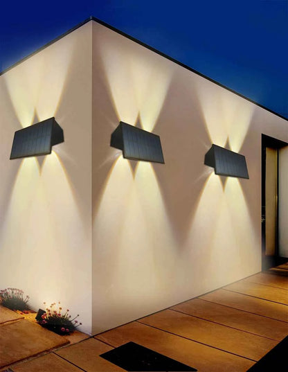 Outdoor Solar Wall Light 4/6LED IP65 Waterproof Fench Lamp Deck Decorative Spotlight Warm Light for Backyard Yard Garage Garden
