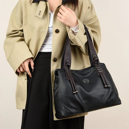 High Quality Soft Leather Handbags for Women Vintage Shoulder Tote Bag Luxury Designer Ladies Large Capacity Top-Handle Bags Sac
