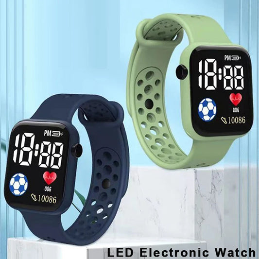 Football Kids Watches Sports LED Digital Watch for Boys and Girls Silicone strap Student Children Electronic Wristwatch Clock - Qoraheyhub