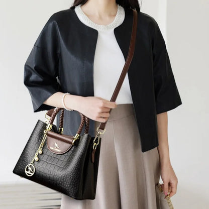 Woven Handle Genuine Brand High Quality Leather Casual Tote Luxury Handbags Women Bags Designer Shoulder Hand Bags for Women Sac