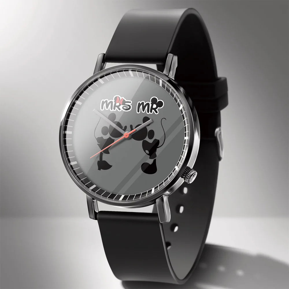 Disney Mickey Minnie Mouse Girl  Boy Children's Kids Watch Women Cute Male Female Couple Wrist Watches Birthday Gifts - Qoraheyhub