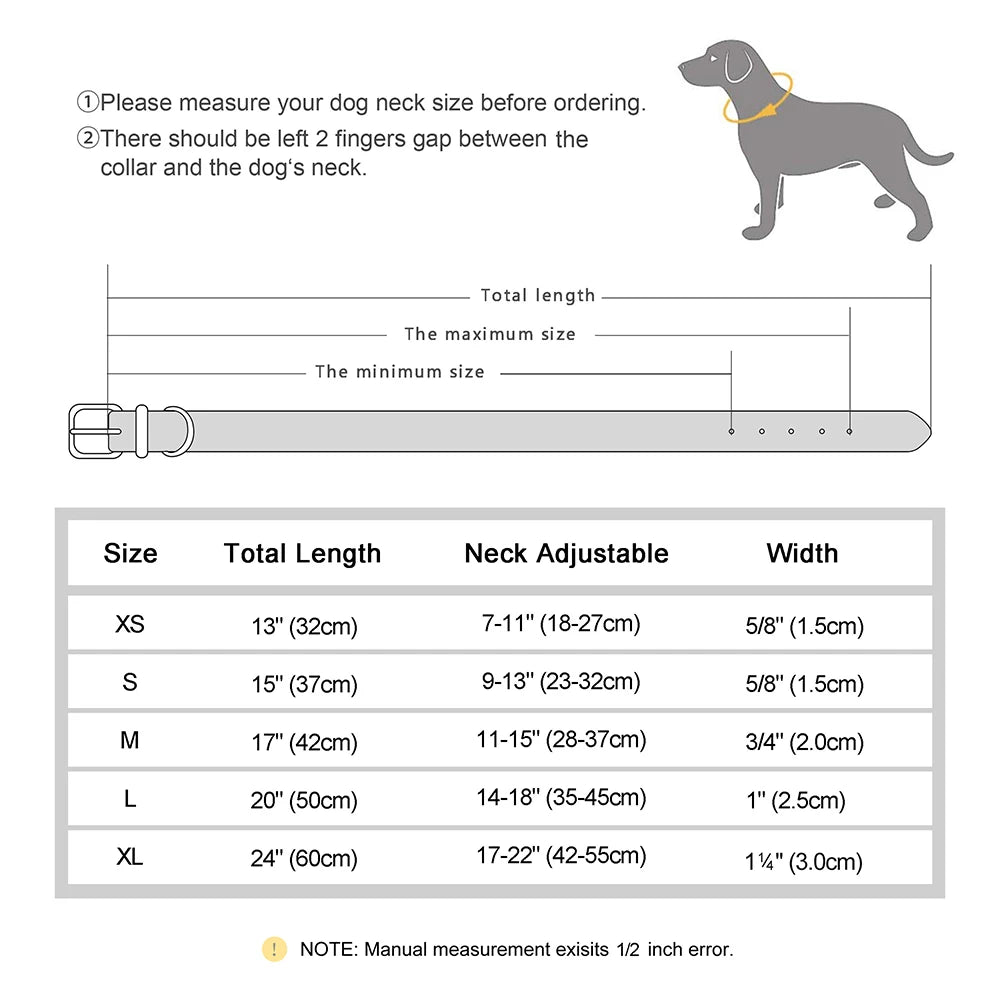 Custom ID Name Dog Collar PU Leather Dogs Collars Adjustable Pet Necklace Padded for Small Medium Large Dogs Pug Free Engraving