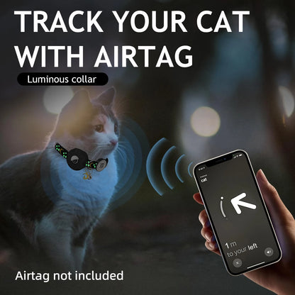 Luminous Airtag cat Collar with Smart Pet ID Tag for Apple Tag, AirTag Holder & Bell for Breakaway Kitten Collar Puppy Cats
