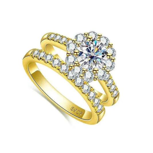 1 Carat D Color All Moissanite 925 Sterling Silver Wedding Yellow Color Ring Sets Engagement For Women