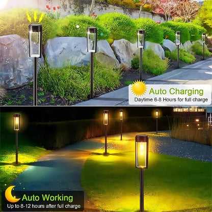 LED Solar Pathway Lights Outdoor Tungsten Filament Bulb Glass Solar Garden Lights Landscape Lighting for Yard Lawn Walkway Drive