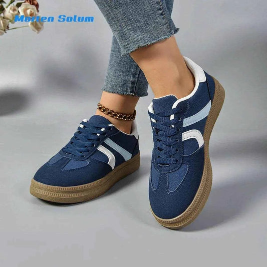 Women Blue Suede Sneakers 2024 Fashion Low-top Ladies Trendy Shoes Comfort Casual Vulcanized Sneakers Female Zapatos De Mujer