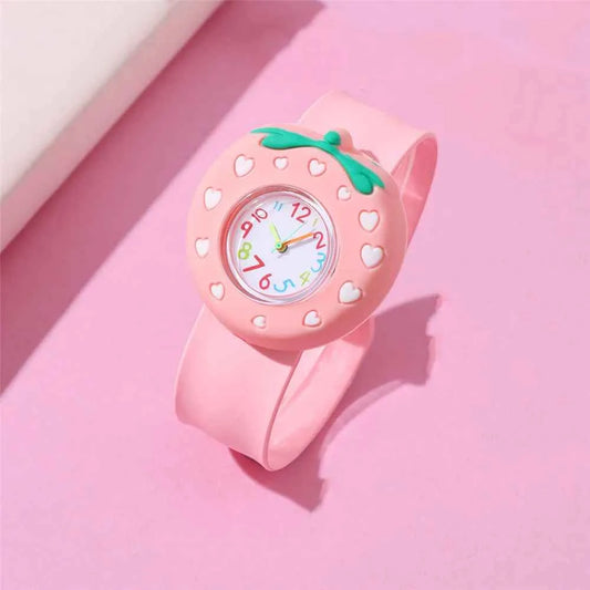 Individual Pink Red strawberry Dial Cute Style Kid Watches Children Wristwatch 2 Color