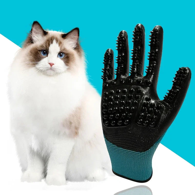 One Pair Hair Grooming Glove For Pet Dog Cat Bathing Silicone Massage Brush Dipping Gumming Rubber Gloves Dog Deshedding Comb - Qoraheyhub