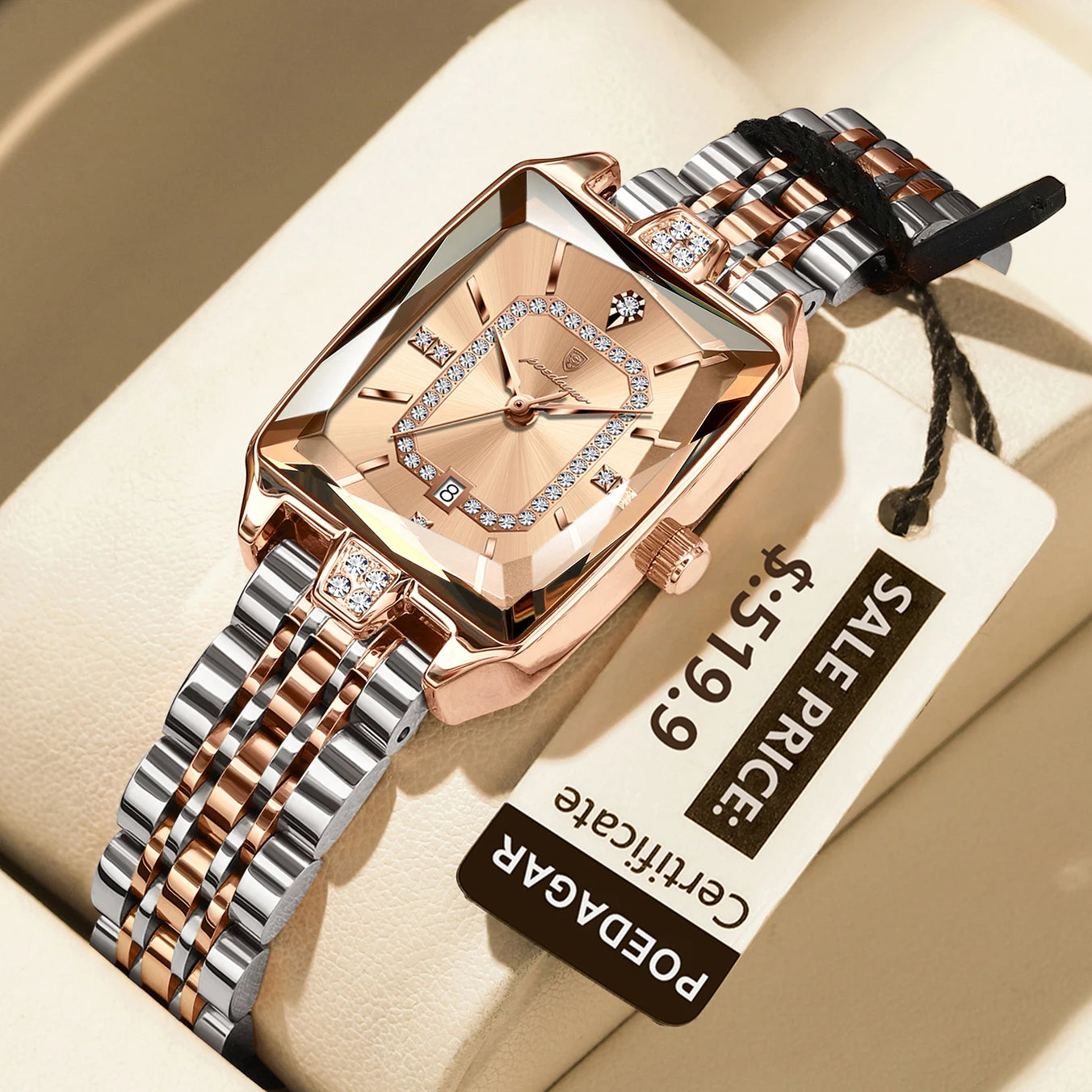 POEDAGAR Luxury Watch For Woman Elegant Waterproof Calendar Ladies Watch Rectangle Stainless Steel Quartz Women's Watches Female - Qoraheyhub