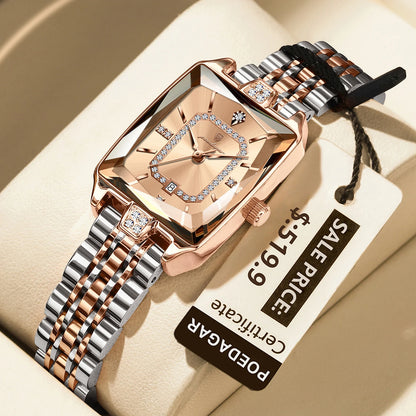 POEDAGAR Luxury Watch For Woman Elegant Waterproof Calendar Ladies Watch Rectangle Stainless Steel Quartz Women's Watches Female - Qoraheyhub