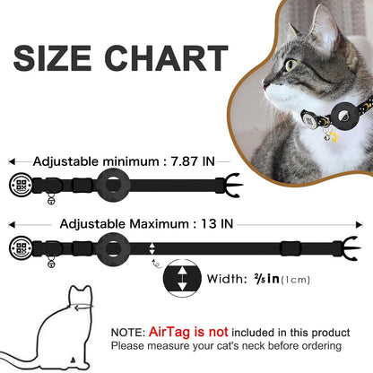 Luminous Airtag cat Collar with Smart Pet ID Tag for Apple Tag, AirTag Holder & Bell for Breakaway Kitten Collar Puppy Cats
