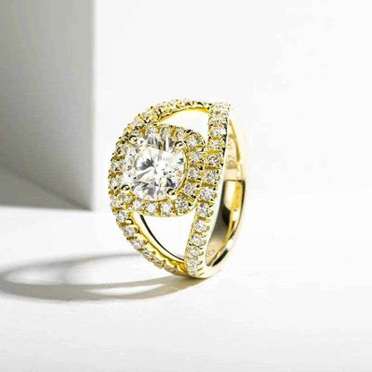 2 Carat D Color All Moissanite 925 Sterling Silver Woman Ring Yellow Color Engagement Wedding Fine Jewelry
