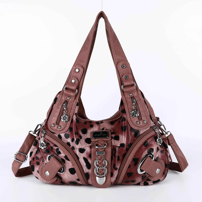 Angelkiss Women Handbags Leopard Bag Top-handle Handbag Fashion Satchel Dumpling Pack Shoulder Bag Tote Bag Hobos Large Purse