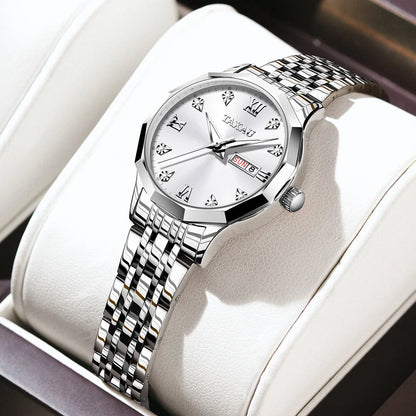 OLEVS Fashion Golden Watch for Women Stainless Steel Waterproof Women's Watches Elegant Original Luxury Ladies Quartz Wristwatch - Qoraheyhub