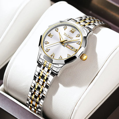 OLEVS Fashion Golden Watch for Women Stainless Steel Waterproof Women's Watches Elegant Original Luxury Ladies Quartz Wristwatch - Qoraheyhub
