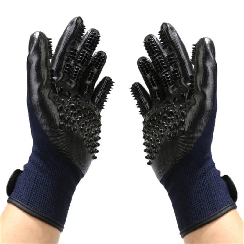 One Pair Hair Grooming Glove For Pet Dog Cat Bathing Silicone Massage Brush Dipping Gumming Rubber Gloves Dog Deshedding Comb - Qoraheyhub