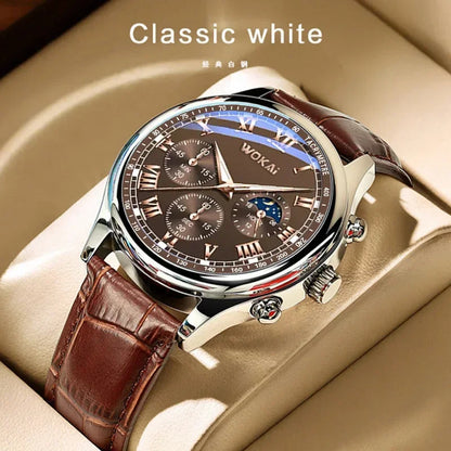 New Business Mens Watches Waterproof Sports Quartz Watch for Men Women Boy Wristwatch Roman Numerals Clock Silver Brown Reloj - Qoraheyhub
