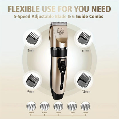 Pet Hair Trimmer Kit Electric Precision Clippers Perfect for Professional Grooming at Home, Ideal for Dogs and Cats - Qoraheyhub