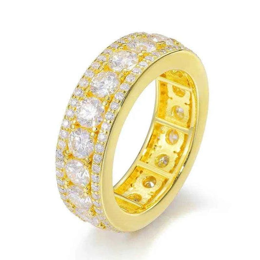 925 Sterling Silver Round 4mm Moissanite Ring Plating Yellow Color Men Women Wedding Bands