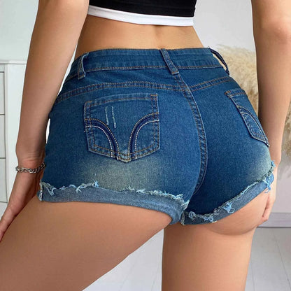6217 # European and American sexy high waisted denim shorts, hot pants, women's summer slimming, stretch plus size