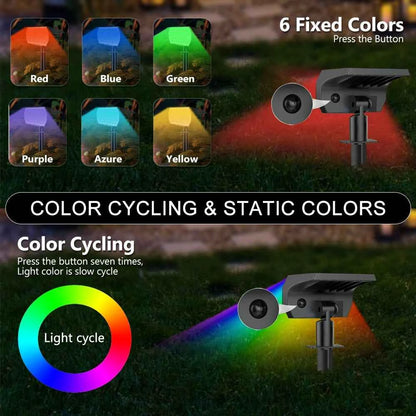 2024 New LED Solar Landscape Spotlights 74 LED Tricolor Light Waterproof  37 LED RGB Solar Garden Wall Lights Yard Lawn Pathway